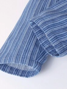 2 件套男婴休闲街头风格牛仔效果领长袖夹克和长裤秋冬装 - 藍色 - 查看 3