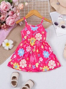 SHEIN Kleid Mit Trägern Für Baby Mädchen Mit Blumendruck