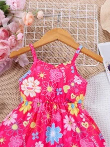 SHEIN Kleid Mit Trägern Für Baby Mädchen Mit Blumendruck