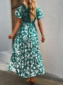 SHEIN LUNE 滿版印花蝴蝶袖荷葉邊洋裝 - 彩色 - 查看 2