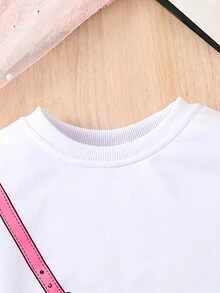 Baby Girl Bag Print Sweatshirt - White - View 3