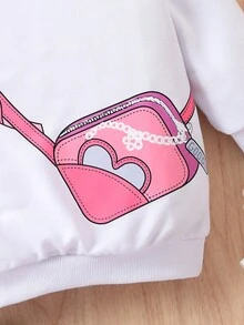 Baby Girl Bag Print Sweatshirt - White - View 4