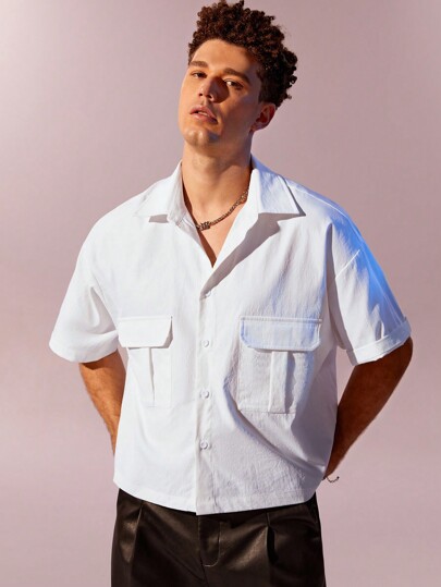 Guys Flap Pocket Drop Shoulder Shirt Without Tee