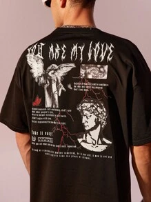 Manfinity LEGND Áo thun nam Slogan Con số Giải trí - màu đen - Xem 5