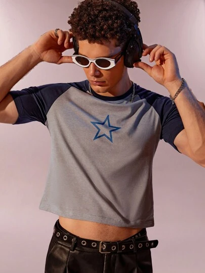 Manfinity Hypemode Men T-Shirts Crew Neck Short Sleeve Crop Tee Graphic Tee Casual Sexy Summer Cotton