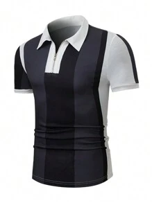 Manfinity Homme 男士撞色1/4拉鍊POLO衫 - 彩色 - 查看 4