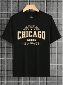 Manfinity Dauomo Men Letter Graphic Tee - Black - View 1