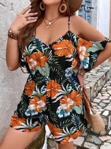 SHEIN VCAY Jumpsuits Plus Size Nhiệt đới Boho - Nhiều màu - Xem 1