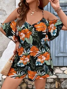 SHEIN VCAY Jumpsuits Plus Size Nhiệt đới Boho - Nhiều màu - Xem 5