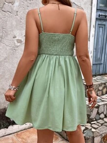 Dreamara Vestido de tirantes pecho con fruncido - verde menta - Ver 5