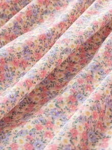 Sunnyshic Vestido de tirantes con estampado floral bajo con fruncido - Rosa - Ver 4