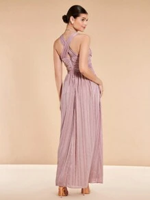 SHEIN Belle Vestido de dama de honor de cuello cruzado bajo con abertura
