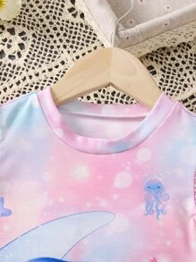 SHEIN Young Girl Unicorn Print Ruffle Trim Dress - Multicolor - View 8