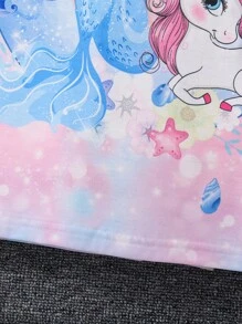 SHEIN Young Girl Unicorn Print Ruffle Trim Dress - Multicolor - View 9