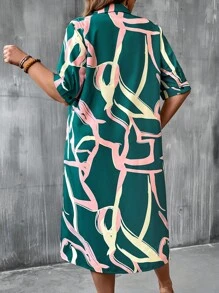 Breezaya Plus Allover Print Button Front Shirt Dress - Multicolor - View 2