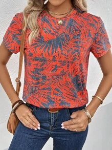 SHEIN LUNE Áo thun nữ Nhiệt đới Giải trí - trái cam - Xem 1