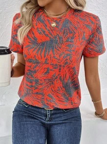 SHEIN LUNE Áo thun nữ Nhiệt đới Giải trí - trái cam - Xem 5