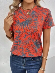 SHEIN LUNE Áo thun nữ Nhiệt đới Giải trí - trái cam - Xem 6