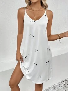 SHEIN LUNE Abito con bretelle sottile con stampa cuore