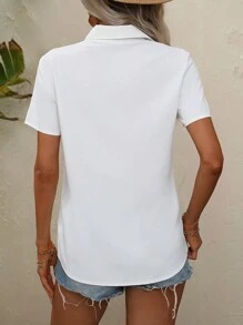 SHEIN LUNE Figure Graphic Button Front Shirt - White - View 2
