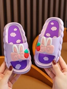 Chicas Zapatillas fresa & con diseño de oreja PVC anti deslizante dulce para verano - Morado - Ver 2