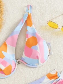 Swim Mod 滿版印花帶鋼圈比基尼泳裝 - 彩色 - 查看 4