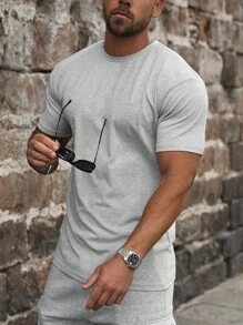 Men Solid Tee - Light Grey - View 1