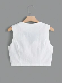 SHEIN EZwear Button Front Solid Tank Top - White - View 2