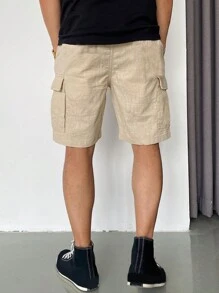 Manfinity Hypemode Men Flap Pocket Side Drawstring Waist Shorts - Khaki - View 2