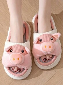 Women's Cartoon Ins-Style Comfortable Anti-Slip Breathable Linen Slippers, Suitable For Summer 2025 - Pink - View 2
