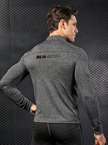 Manfinity Sport Corelite Men Space Dye Zip Up Sports Jacket - Dark Grey - View 2