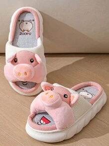 Women's Cartoon Ins-Style Comfortable Anti-Slip Breathable Linen Slippers, Suitable For Summer 2025 - Pink - View 3