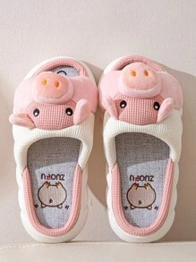Women's Cartoon Ins-Style Comfortable Anti-Slip Breathable Linen Slippers, Suitable For Summer 2025 - Pink - View 4
