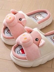 Women's Cartoon Ins-Style Comfortable Anti-Slip Breathable Linen Slippers, Suitable For Summer 2025 - Pink - View 5