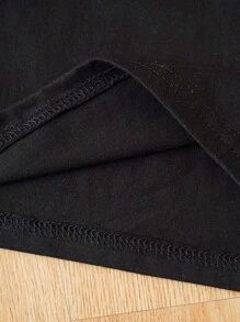 SHEIN EZwear Áo thun Plus size Hoạt hình Slogan Giải trí - màu đen - Xem 4