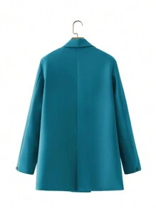 SHEIN Privé 西裝領雙排釦西裝外套 - 青碧色 - 查看 2