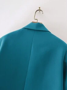 SHEIN Privé 西裝領雙排釦西裝外套 - 青碧色 - 查看 4