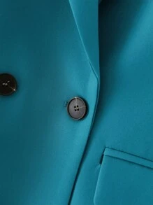 SHEIN Privé 西裝領雙排釦西裝外套 - 青碧色 - 查看 5