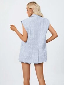 SHEIN BIZwear Double Breasted Vest Blazer & Shorts Workwear