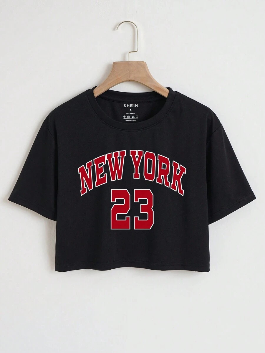 INAWLY Áo thun Graphic Crop Tees Graphic Tees Nữ Áo thun - màu đen - Xem 1