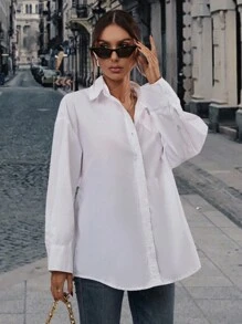 GENKIRA 休闲露肩后背镂空衬衫 - 白色 - 查看 4