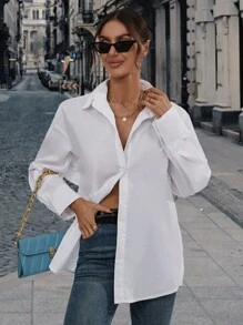 GENKIRA 休闲露肩后背镂空衬衫 - 白色 - 查看 5