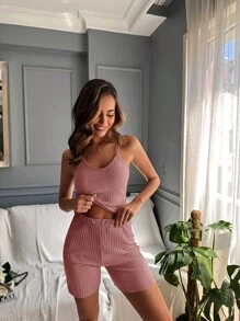 Cottnline Short & Top à fines brides unicolore
