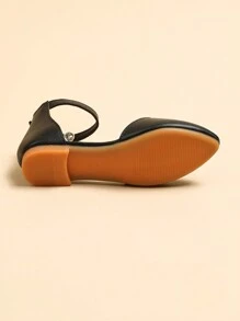 Girls Buckle Decor Hook-and-loop Fastener Ankle Strap Flats For Daily Life