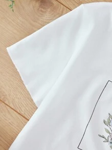 RueChic Teen Girls 1pc Floral Print Tee - White - View 4