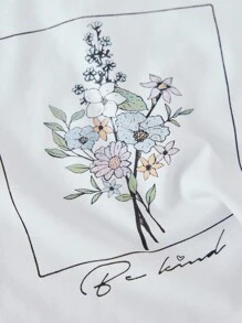 RueChic Teen Girls 1pc Floral Print Tee - White - View 5