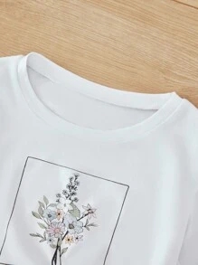 RueChic Teen Girls 1pc Floral Print Tee - White - View 6