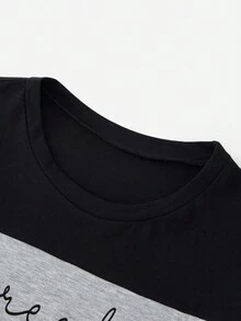 SHEIN Cottnline Boys Letter Graphic Colorblock Tee & Shorts - الأحمر - مشاهدة 4