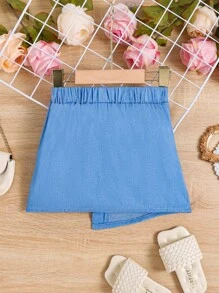 Váy bé gái Nút phía trước Bất đối xứng Hoa - Rửa trung bình - Xem 2