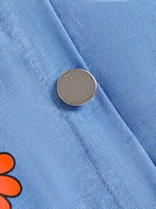 Váy bé gái Nút phía trước Bất đối xứng Hoa - Rửa trung bình - Xem 4